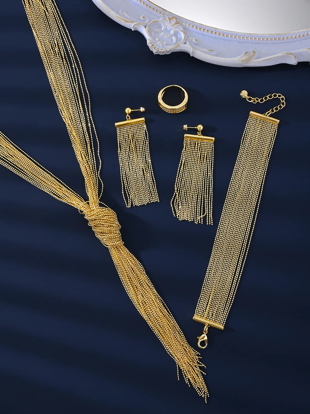Set of 5pcs Golden Tassel Jewelry Set Is a Luxurious and Charming Party Pendant for Women, a Dubai Necklace, Jewelry 4 Mallzona S74771fbc2449463abcb7b4b53b4475baJ Set of 5pcs Golden Tassel Jewelry Set Is a Luxurious and Charming Party Pendant for Women, a Dubai Necklace, Jewelry Mallzona
