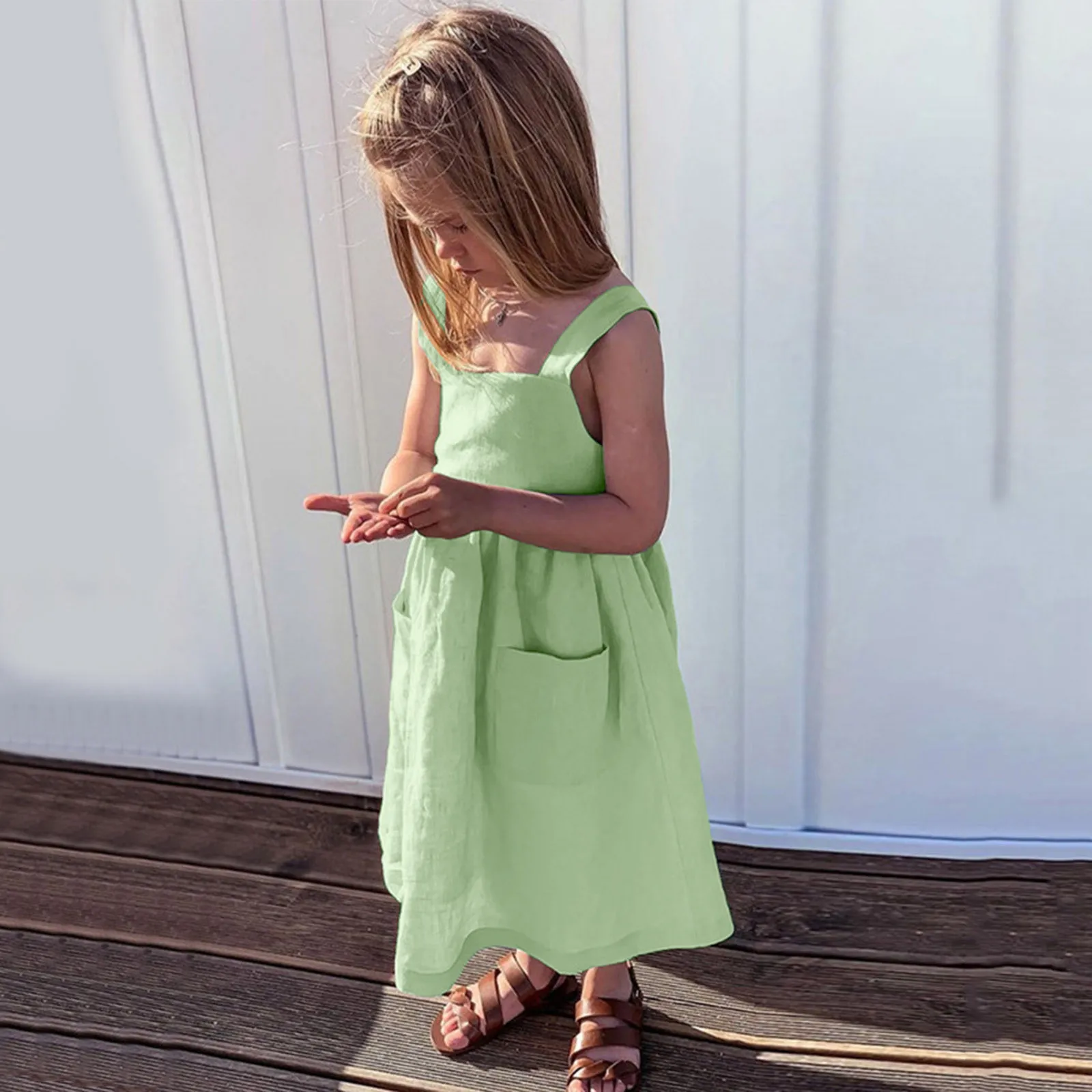 Kids Girl's Cotton Sleeveless Suspender Dress With Adjustable Shoulder Straps Solid Holiday Summer New Casual Pocket Dresses
Kids Girl's Cotton Sleeveless Suspender Dress With Adjustable Shoulder Straps Solid Holiday Summer New Casual Pocket Dresses