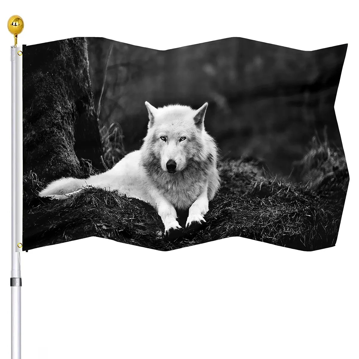 

Wolf Animal In Moon Night Flags for House Indoor Porch Outdoor Decor Flags Double Stitched Banner Brass Grommets for Women Men