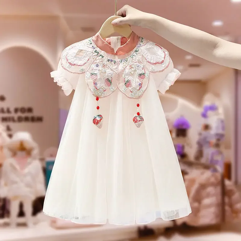 Summer Girls Cheongsam Dresses Flower Embroidery Neck Princess Kids Party Birthday Dresses Teenager Children's Costume 4-12Years
Summer Girls Cheongsam Dresses Flower Embroidery Neck Princess Kids Party Birthday Dresses Teenager Children's Costume 4-12Years