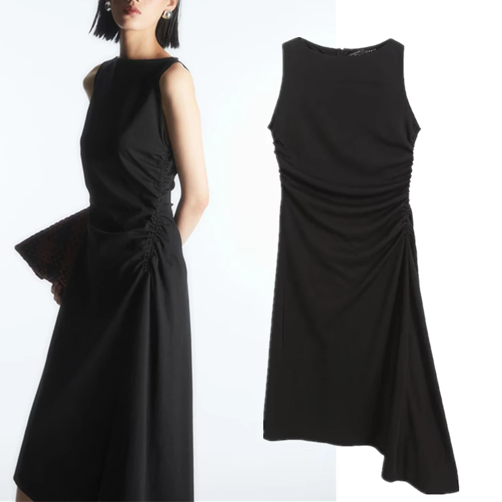 Withered French Simple Fashion Elegant Ladies Summer Dress Solid Cotton Elastic Slim Asymmetric Round Neck Dress Women
Withered French Simple Fashion Elegant Ladies Summer Dress Solid Cotton Elastic Slim Asymmetric Round Neck Dress Women