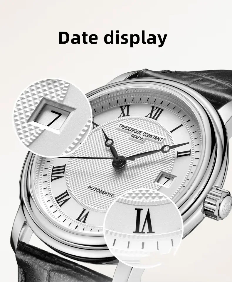 

Premium Leather Strap Wristwatch Fashion Leisure Luxury Simple Frederique Constant Watch for Men FC-303 Casual Auto Date Dial