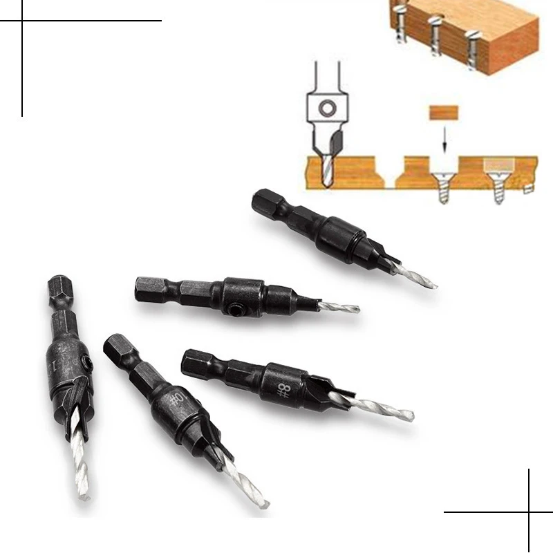 5pcs Countersink Drill Woodworking Drill Bit Set Drilling Pilot Holes For Screw Sizes #5 #6 #8 #10 #12 With a Wrench Tools
5pcs Countersink Drill Woodworking Drill Bit Set Drilling Pilot Holes For Screw Sizes #5 #6 #8 #10 #12 With a Wrench Tools