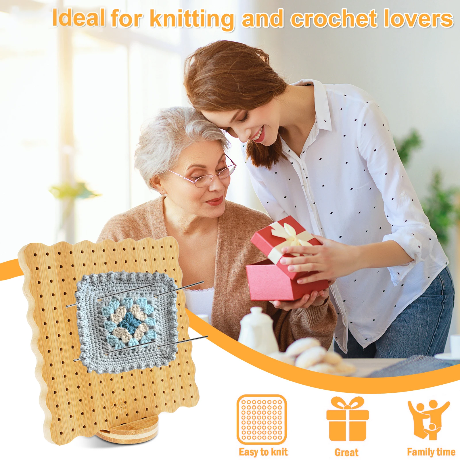 Wood Crochet Knitting Board 7.7in Granny Square Blocking Board Knitting Crochet Boards with Oval Base for Handcrafted DIY Crafts Wood Crochet Knitting Board 7.7in Granny Square Blocking Board Knitting Crochet Boards with Oval Base for Handcrafted DIY Crafts