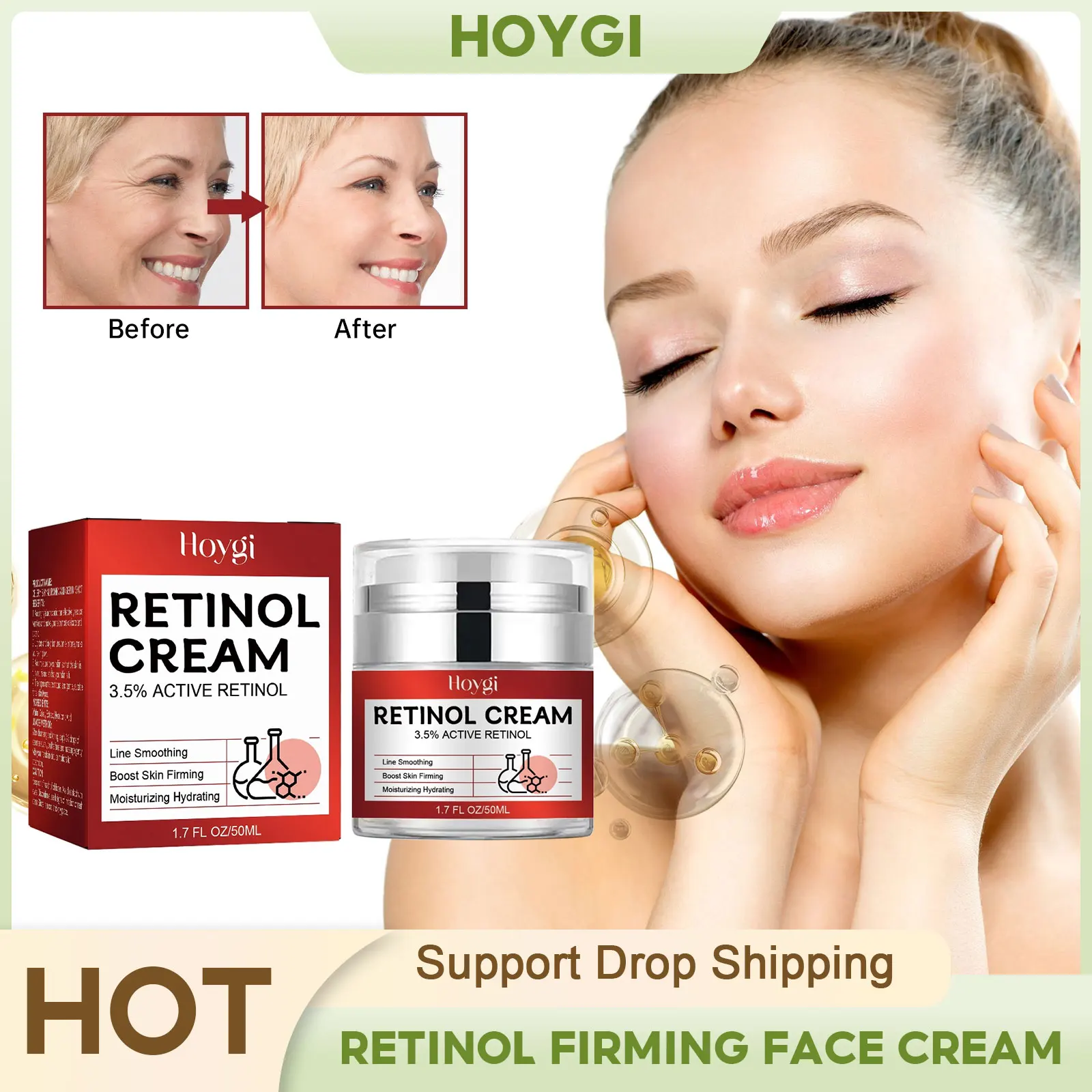 

Retinol Firming Face Cream Wrinkle Removal Smooth Fine Line Lifting Tighten Brightening Dull Skin Mousturizing Anti-Aging Cream