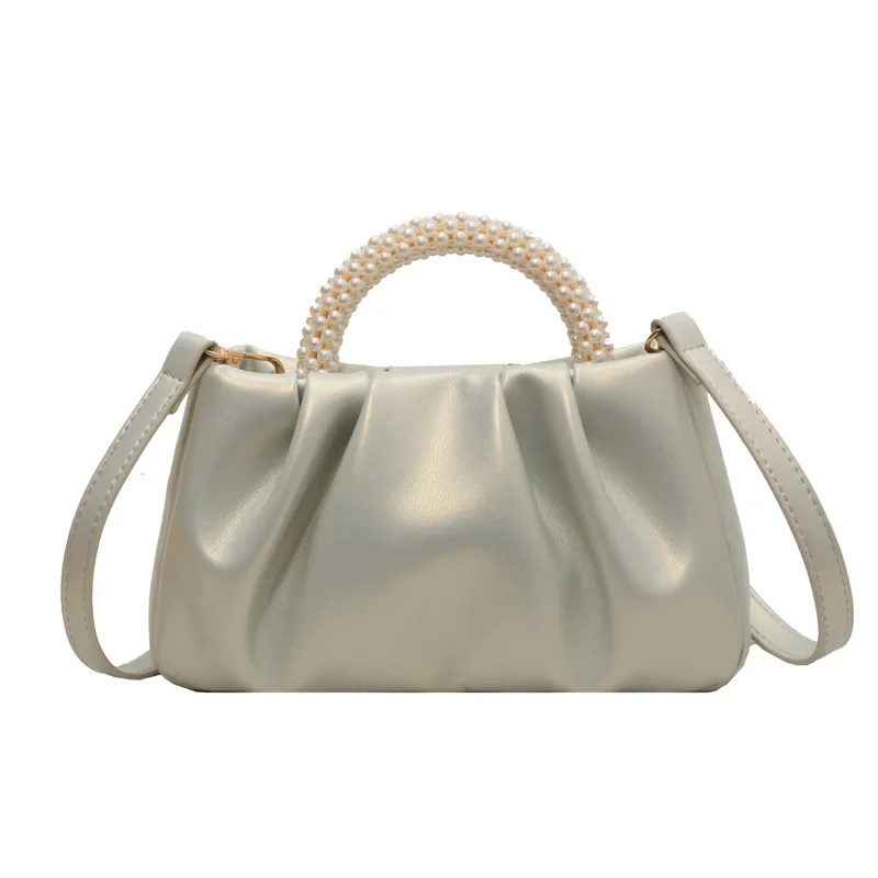 

2023 Trend Beading Texture Handbag Women Aesthetic Designer Artistic Pleated Square Bag All-match Mini Shoulder Crossbody Bag