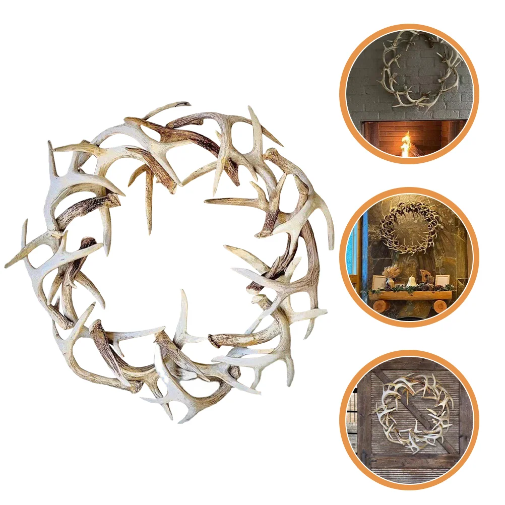 

Christmas Front Door Wreath Xmas Resin Antler Artificial Wreath Party Favor Wall Holiday Home Hotel Shop Christmas Decoration