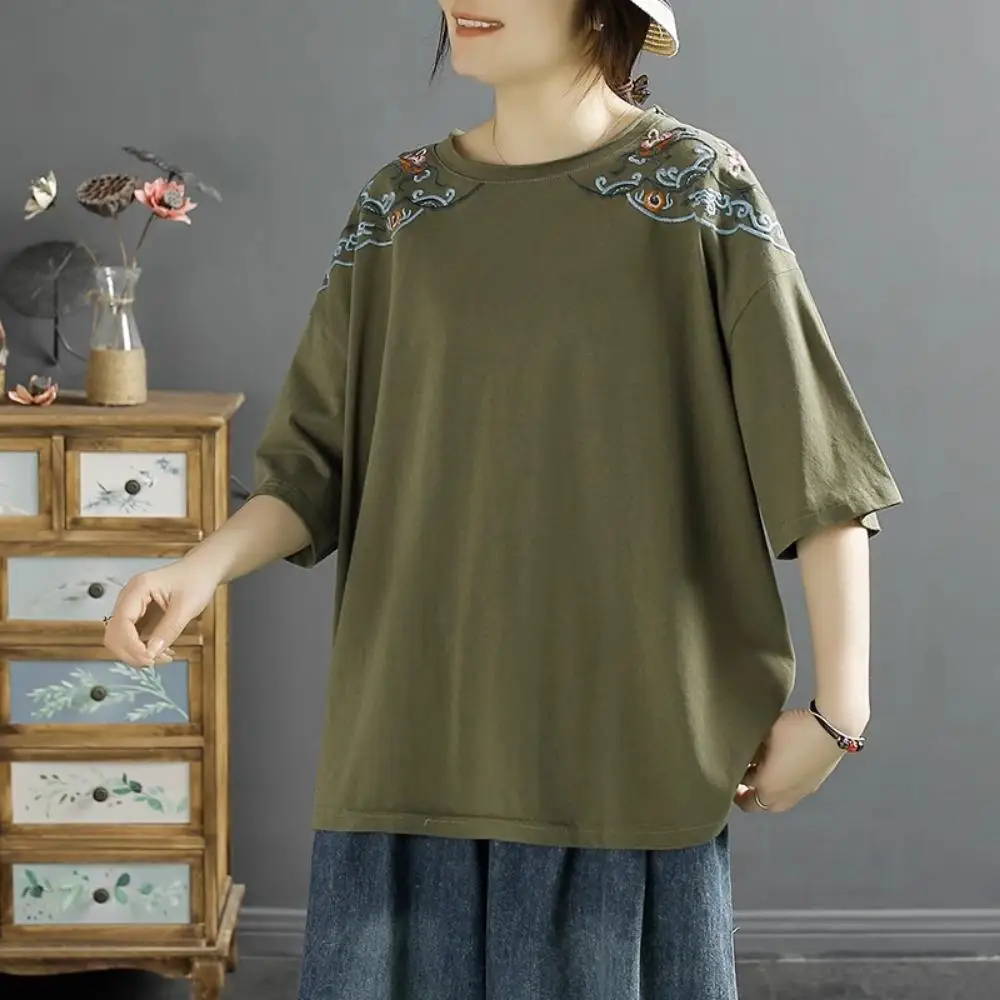 Dimanaf 2024 New Plus Size Summer Women Short Sleeve Printing Loose Embroidery O-Neck Basic Tops T-Shirt New 04
Dimanaf 2024 New Plus Size Summer Women Short Sleeve Printing Loose Embroidery O-Neck Basic Tops T-Shirt New 04