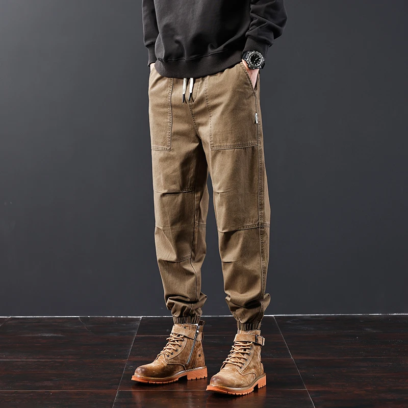 

2024 New Spring Autumn Men Multi-Pockets Cargo Pants Men Army Green Joggers Harem Pants Streetwear Male Casual Cotton Trousers