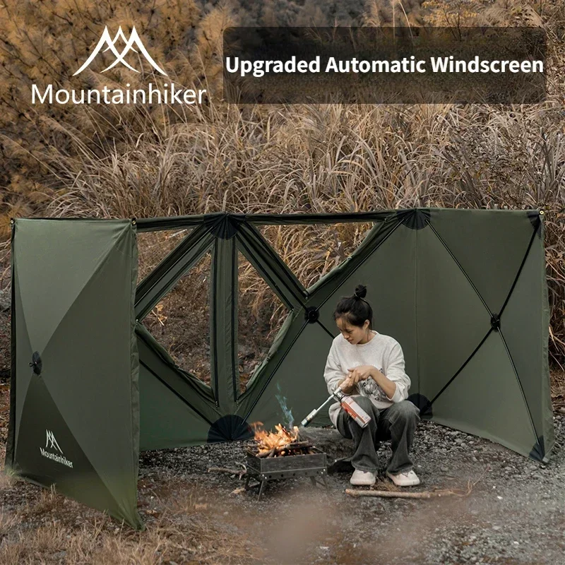 

Mounthiker Green Outdoor Camping Gas Stove Burner Shelter Wind Break Wall for Hiking Picnic BBQ Assembly Free Folding Windscreen