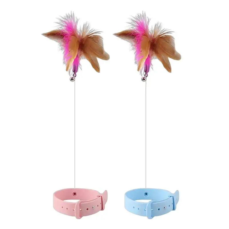 

Cat Feather Wand Retractable Cat Feather Toys With Collar Interactive Catcher Teaser And Funny Exercise Toy For Kitten Or Cats