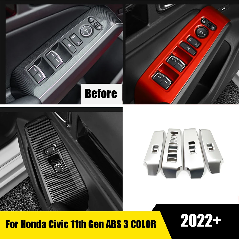 Для Honda Civic 11-го поколения 2022 2023 ABS красные наклейки на панель управления дверью и окном автомобиля 
Для Honda Civic 11-го поколения 2022 2023 ABS красные наклейки на панель управления дверью и окном автомобиля