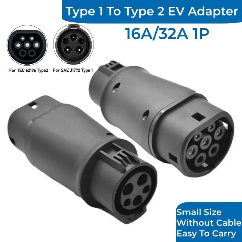 

16A/32A EV Charger Adapter Socket Type1 to Type2 J1772 to IEC 62196 Electric Vehicle Charging Converter Connector Plug for EVSE