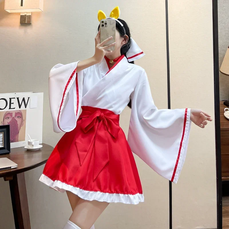

Halloween Anime Fox x Servant SS White Ghost House Ringing Butterfly Return Witch Kimono Cosplay Full Set of Women's Clothing
