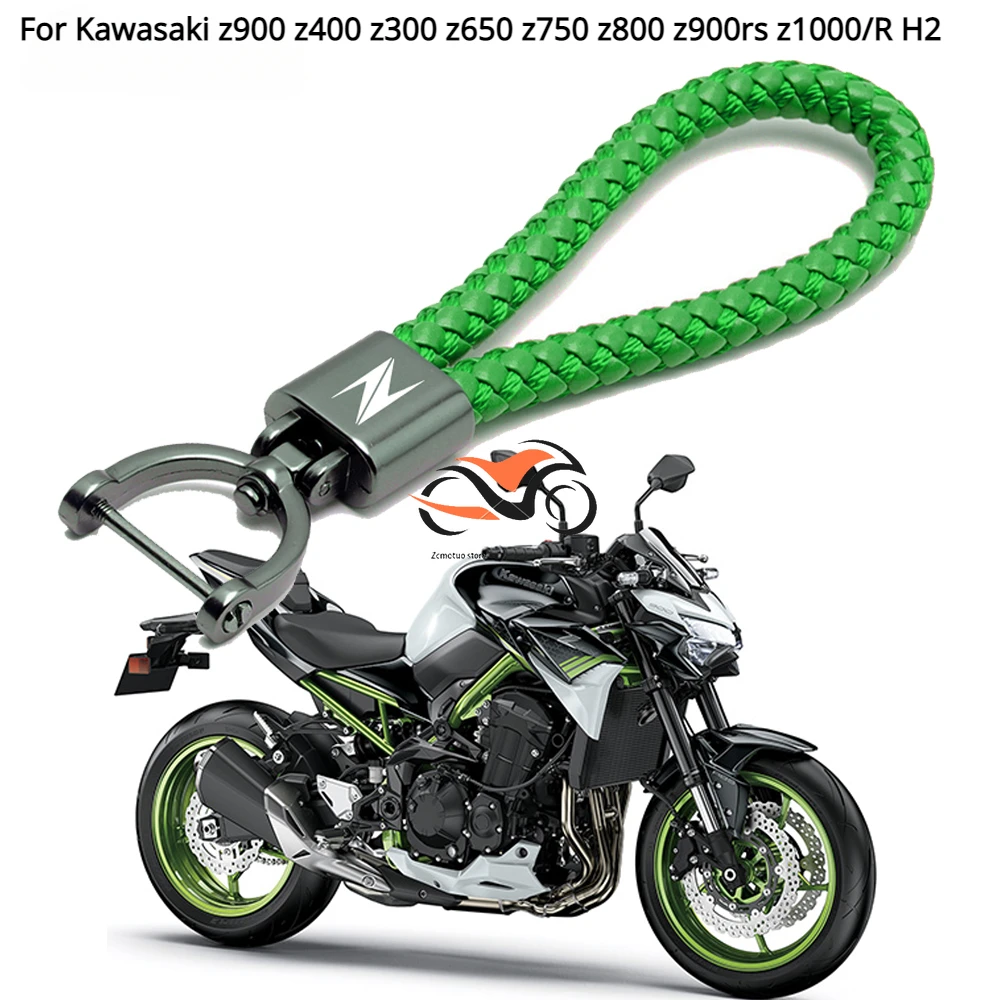 

For Kawasaki z900 z400 z300 z650 z750 z800 z900rs z1000/R H2 Motorcycle Accessories Braided Rope Keyring Metal Keychain