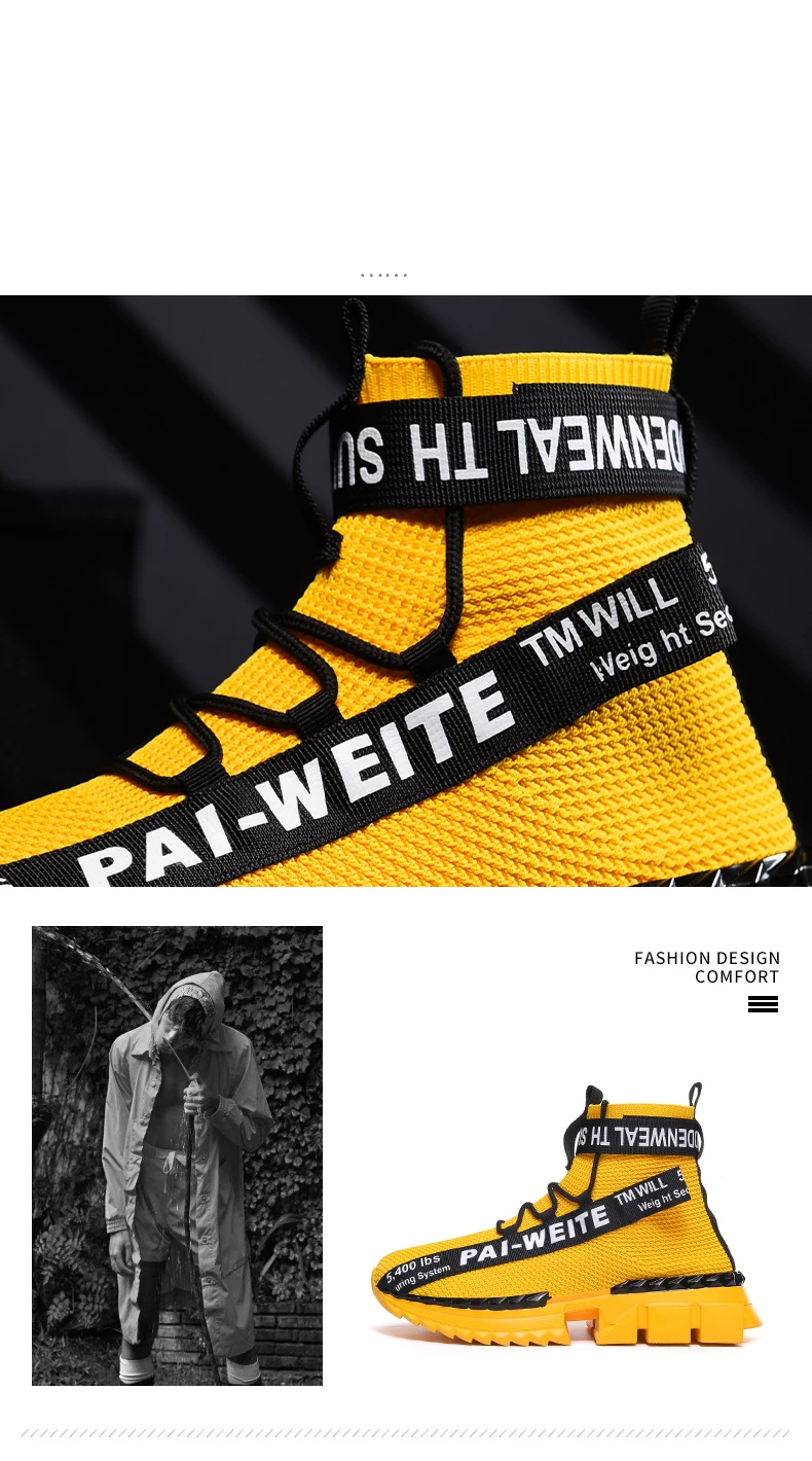 Calcetines para hombre informales para correr, Zapatillas altas a la moda y cómodas, ligeras, talla grande, amarillo 46, alfombrilla para deportes al aire libre 95