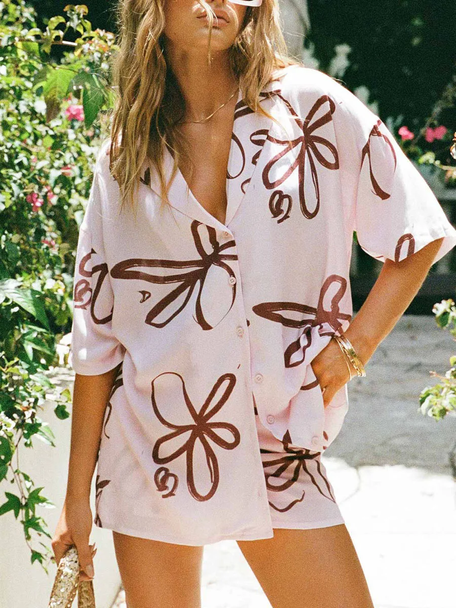 Женский пижамный комплект из 2-х предметов, рубашка с коротким рукавом и цветочным принтом, топы, повседневная юбка с эластичным поясом, комплекты одежды для сна, пляжные костюмы
Женский пижамный комплект из 2-х предметов, рубашка с коротким рукавом и цветочным принтом, топы, повседневная юбка с эластичным поясом, комплекты одежды для сна, пляжные костюмы