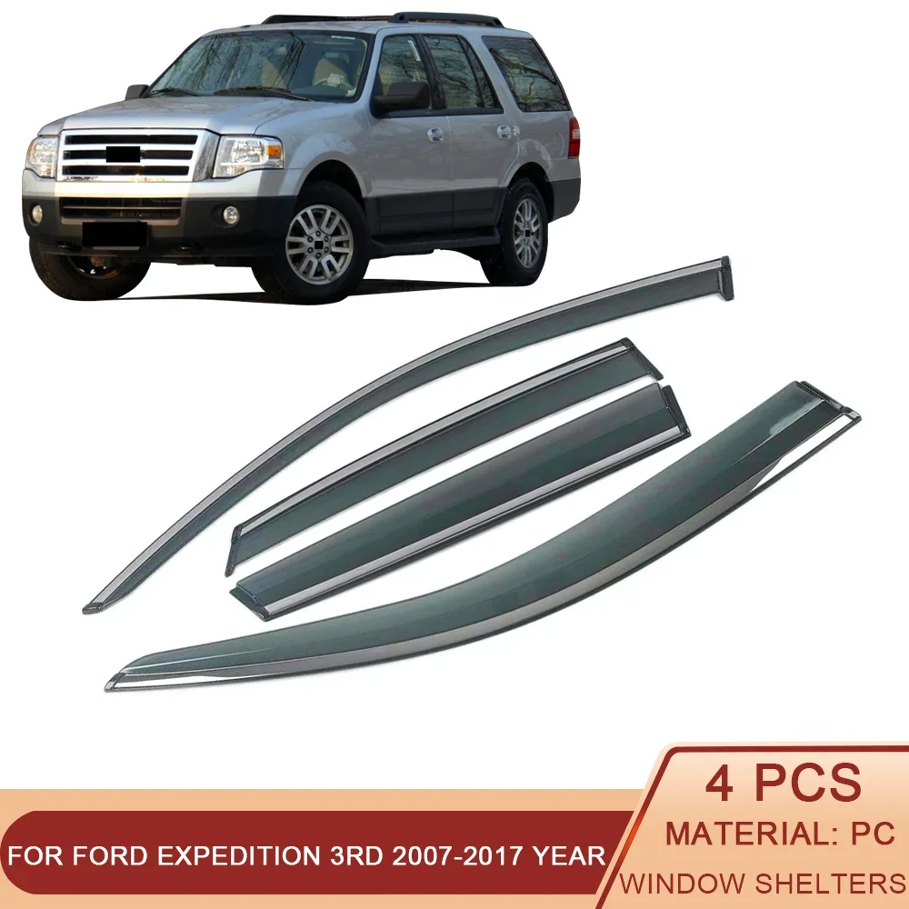 

For FORD Expedition 3rd 2007-2017 Car Window Sun Rain Shade Visors Shield Shelter Protector Cover Trim Frame Sticker Accessories