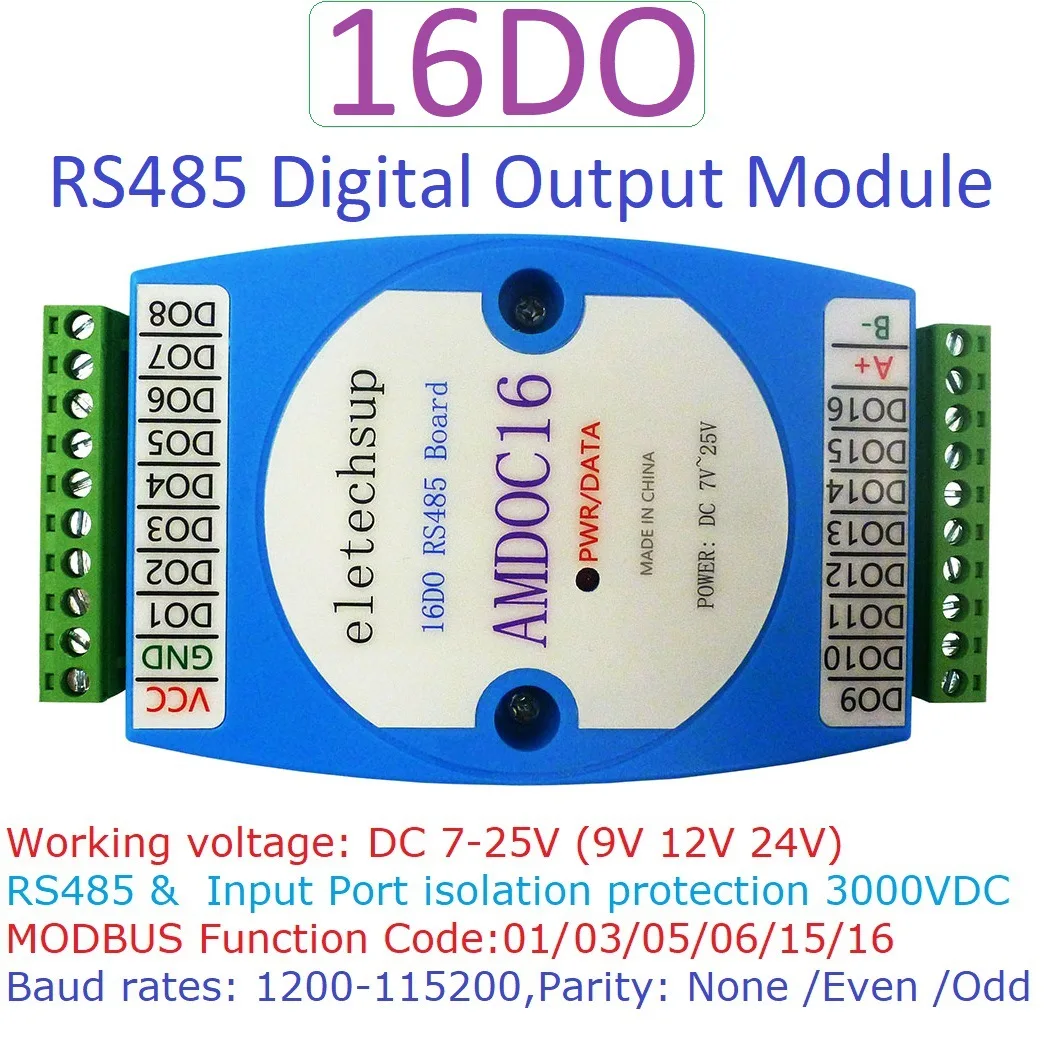 AMDOC16 DC 7-25V 16DO RS485 3KV Isolated Communication Switch Module Digital Output MODBUS RTU PLC Expansion Board for Relay
AMDOC16 DC 7-25V 16DO RS485 3KV Isolated Communication Switch Module Digital Output MODBUS RTU PLC Expansion Board for Relay