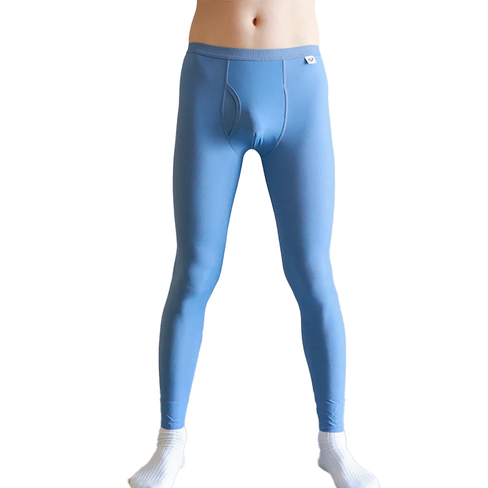 

Men Long Johns Sleepwear Convex Separation Underwear Bottom Ultra-Thin Ice Silk Pants Smooth Warm Quick Dry Mens Base Bottoms