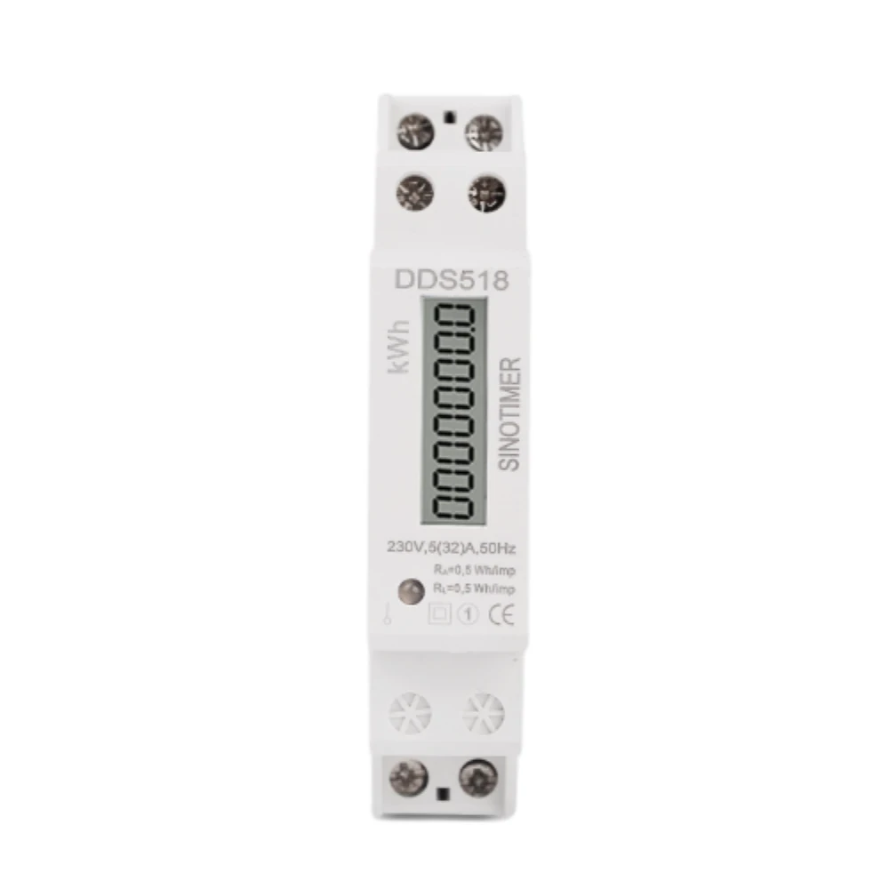 DDS518 5-32A 230V Digital LCD Display Single-phase Guide Rail Energy Meter Counter 1P Electric Energy Meter Consumption Meter
DDS518 5-32A 230V Digital LCD Display Single-phase Guide Rail Energy Meter Counter 1P Electric Energy Meter Consumption Meter