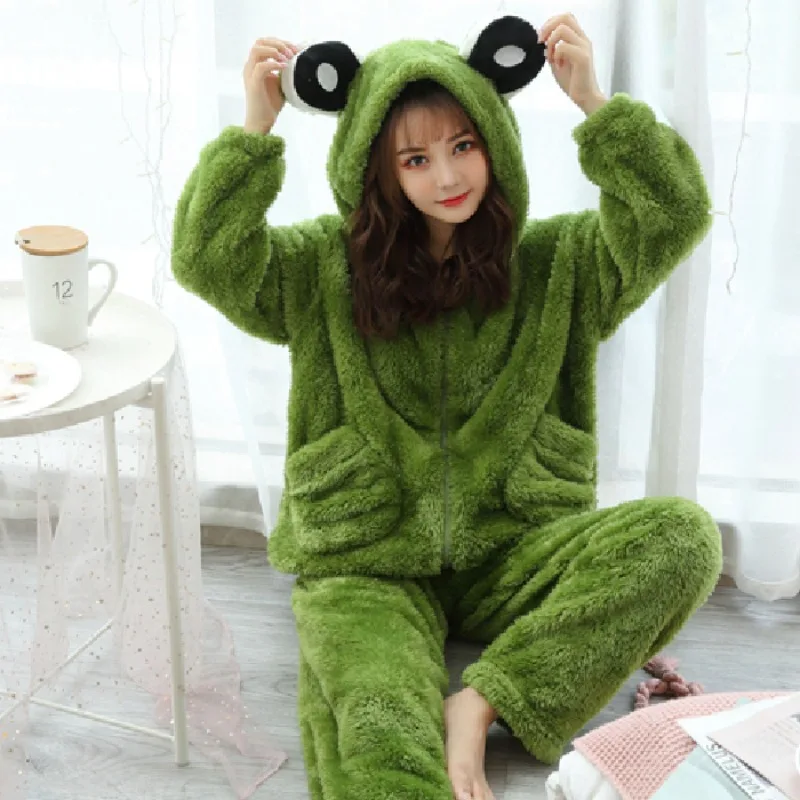 Winter Women's Flannel Warm Long Sleeve Pajamas Set with Hood Cute Leisure Women Sleepwear Set Slouchy Style Pyjamas Homewear
Winter Women's Flannel Warm Long Sleeve Pajamas Set with Hood Cute Leisure Women Sleepwear Set Slouchy Style Pyjamas Homewear