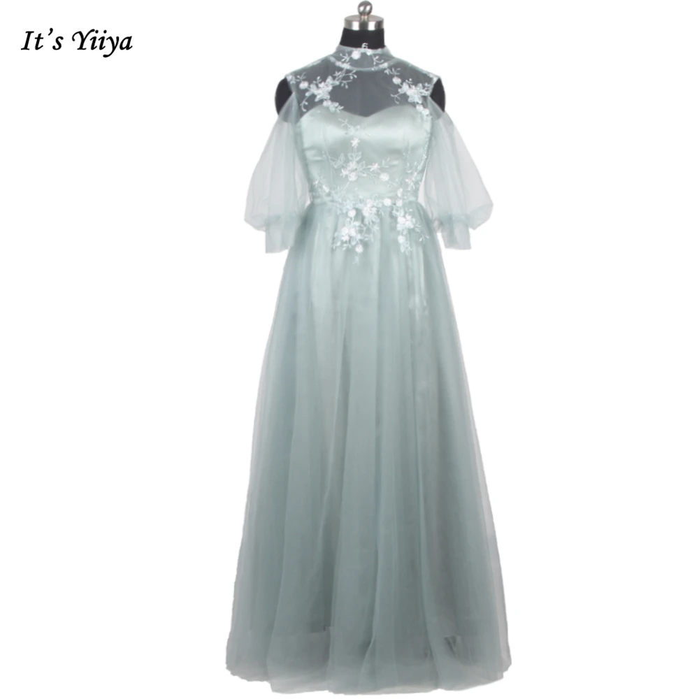 It's Yiiya Clearance Size 6 Evening Dresses Green Tulle High Collar Half Sleeves Lace up A-line Floor Length Party Dress R067
It's Yiiya Clearance Size 6 Evening Dresses Green Tulle High Collar Half Sleeves Lace up A-line Floor Length Party Dress R067