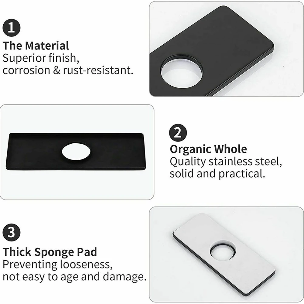 Brand New Faucet Cover Plate Faucet Deck Plate 1 Pc 162*63*mm Black/Gold/Silver Resist Scratches Stainless Steel
Brand New Faucet Cover Plate Faucet Deck Plate 1 Pc 162*63*mm Black/Gold/Silver Resist Scratches Stainless Steel
