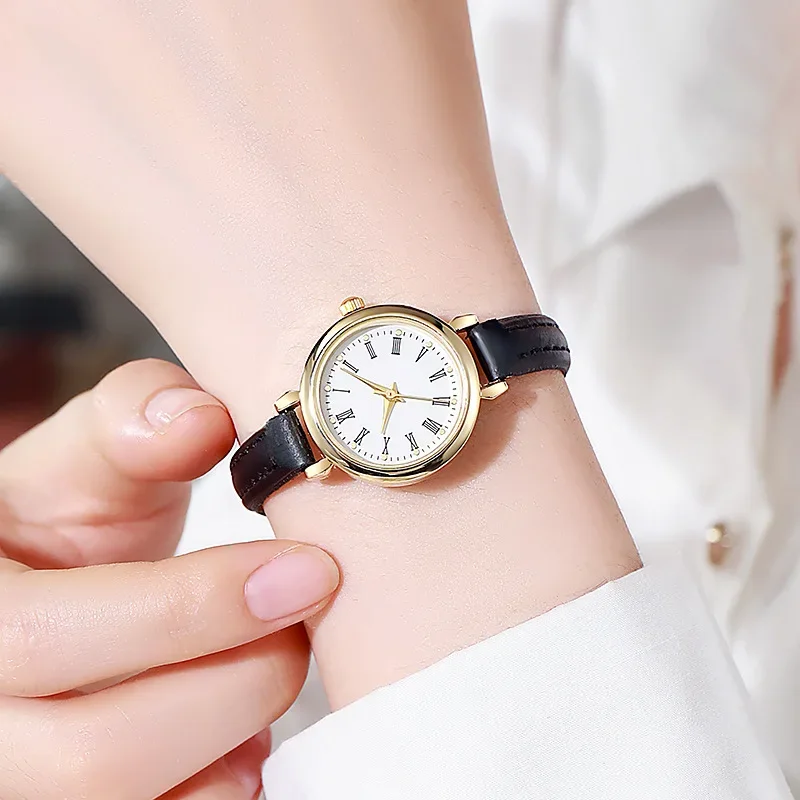 

Women Watches Retro Brown Ladies Small Wristwatches Vintage Leather Bracelet Watch Fashion Brand Designer Female Quartz Clock