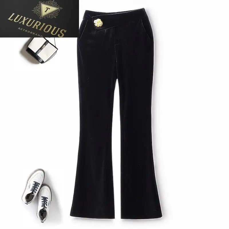 Y2k Pants For Women 2023 Autumn New European Elastic Half Waist Velvet Metal Button Bootcut Korean Fashion Streetwear Trousers
Y2k Pants For Women 2023 Autumn New European Elastic Half Waist Velvet Metal Button Bootcut Korean Fashion Streetwear Trousers