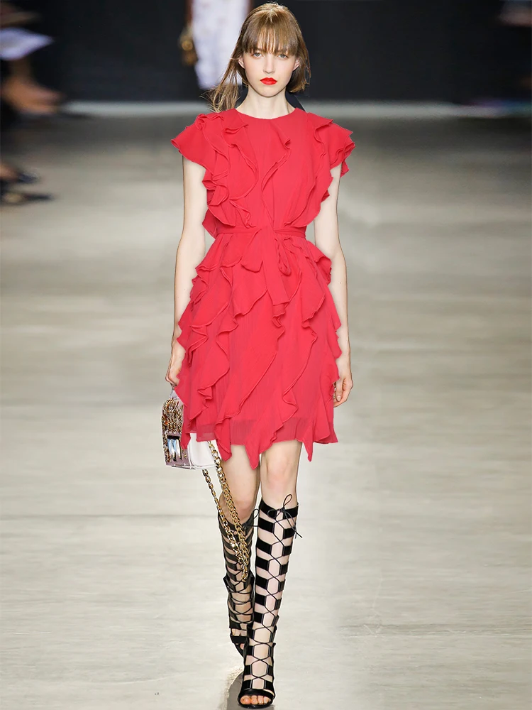 HIGH QUALITY Newest Fashion 2023 Designer Women's Round Neck Short Sleeve Ruffled Chiffon Short Dress
HIGH QUALITY Newest Fashion 2023 Designer Women's Round Neck Short Sleeve Ruffled Chiffon Short Dress