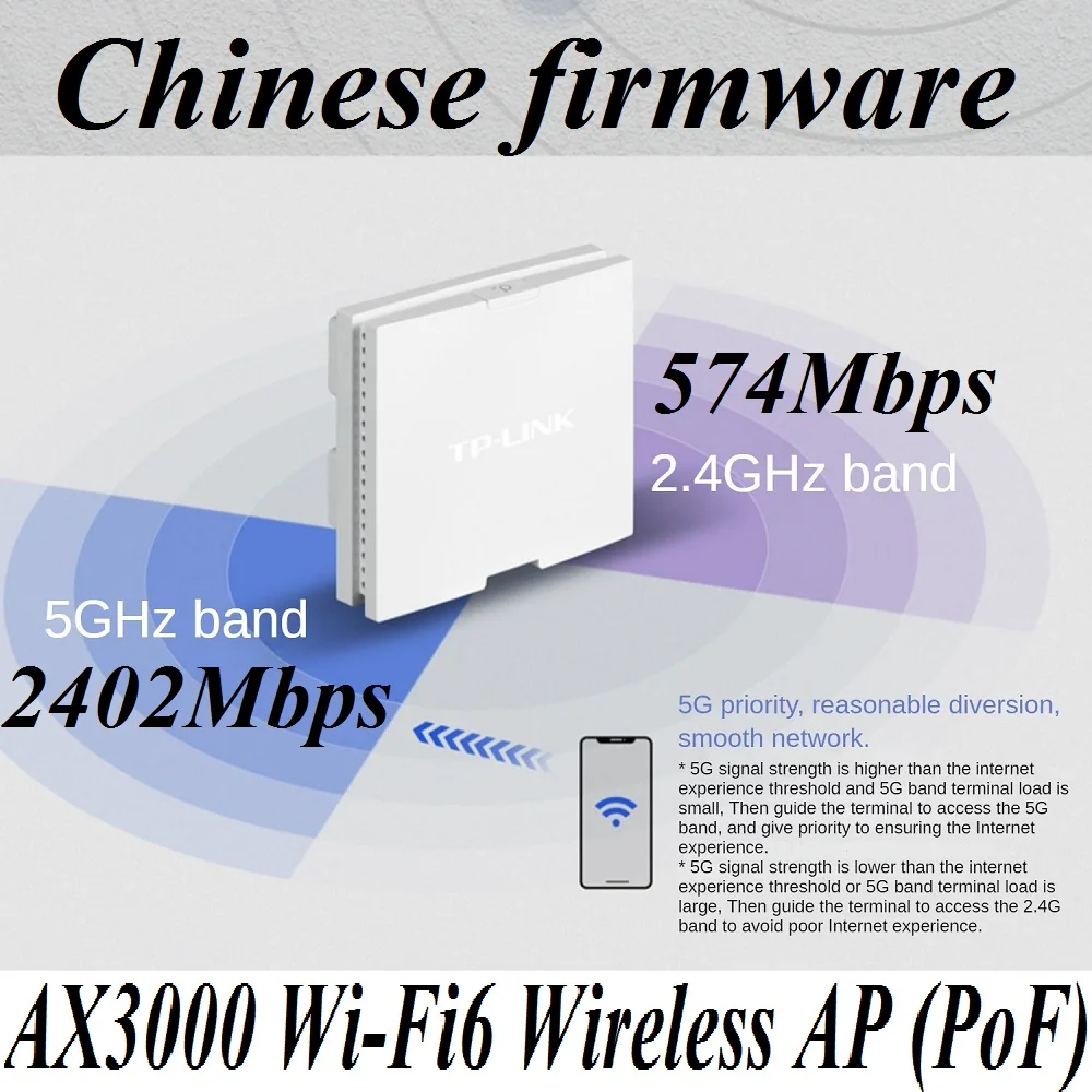 

2*2.5G Ports 3000Mbps in Wall AP WiFi6 project AP 802.11AX WiFi 6 Access Point 2.4GHz 574Mbps 5GHz 2402Mbps PoF Power Over Fiber