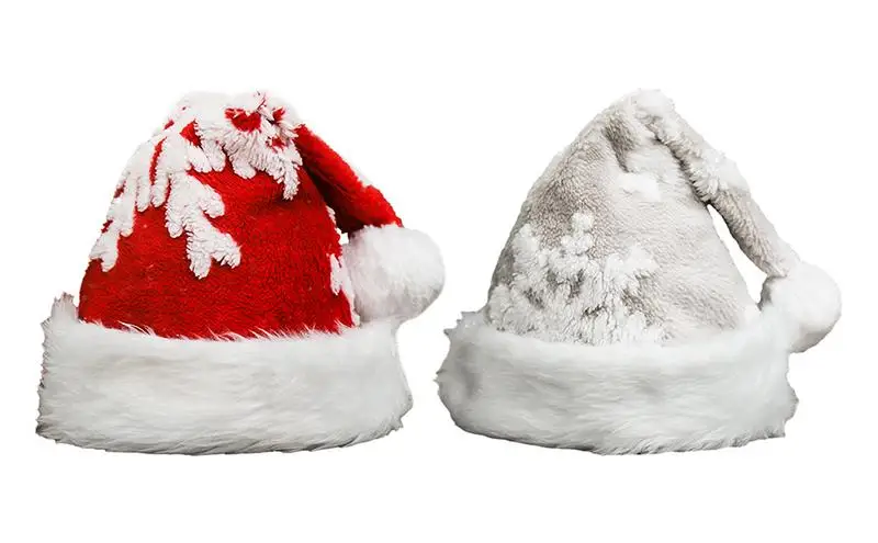 

Christmas Hat Party Snowflake Santa Hats Xmas Unisex Cozy Santa Hat With Snowflakes Fluffy Plush With Snowflake for Christmas