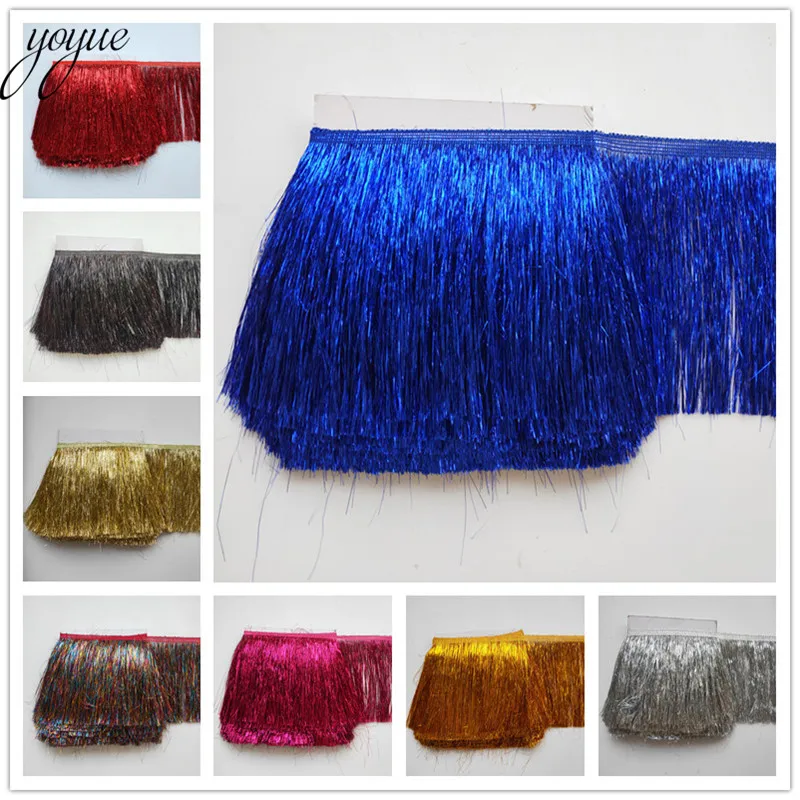 

YOYUE 10 Yards/lot plastic Lace Tassel Fringe Lace Trim Ribbon Sew Latin Dress Stage Garment Curtain Accessories 20cm Width Diy