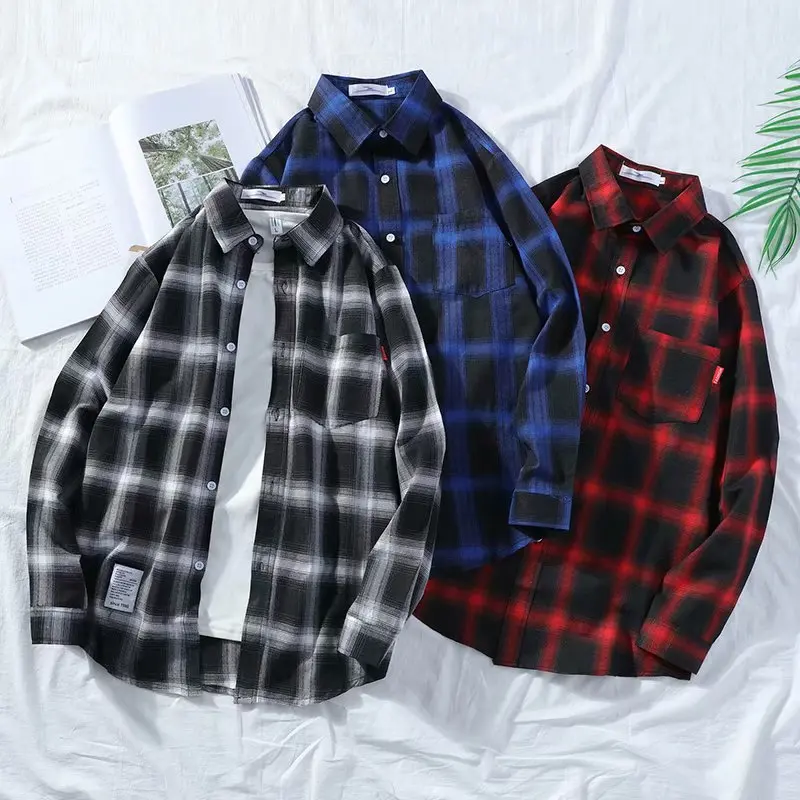 Harajuku Plaid Shirt Men Cotton Casual Shirts Male Long Sleeve Jacket Unisex Blouses Tops Loose Checkboard Coat Spring Autumn
Harajuku Plaid Shirt Men Cotton Casual Shirts Male Long Sleeve Jacket Unisex Blouses Tops Loose Checkboard Coat Spring Autumn