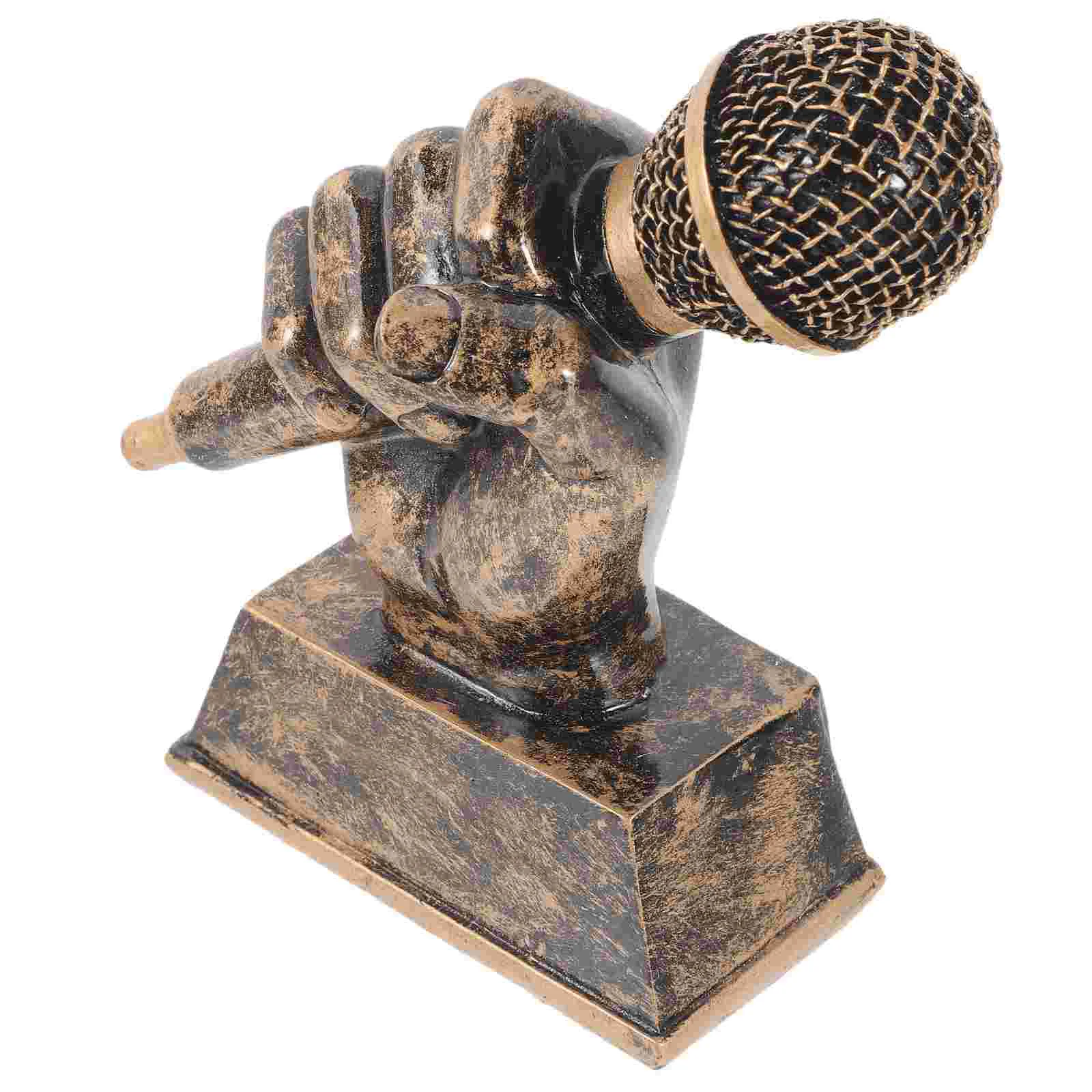 

Микрофонные трофеи Серебряный певец трофей благодарность подарок искусственный микрофон трофей пение награда трофей караоке соревнования