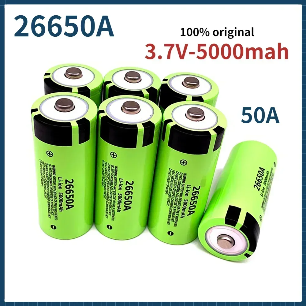 

Free Shipping 2024 100% Best-selling New 26650 3.7V 5000mAh 50A Power Lithium-ion Battery 26650A, Suitable for LED Flashlights