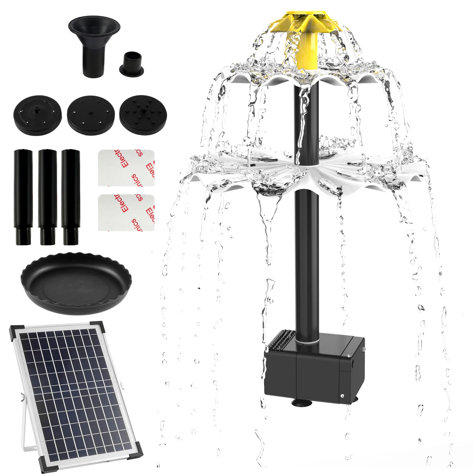 Новый трехуровневый солнечный насос для фонтана с 9 насадками, 10 Вт 
Новый трехуровневый солнечный насос для фонтана с 9 насадками, 10 Вт