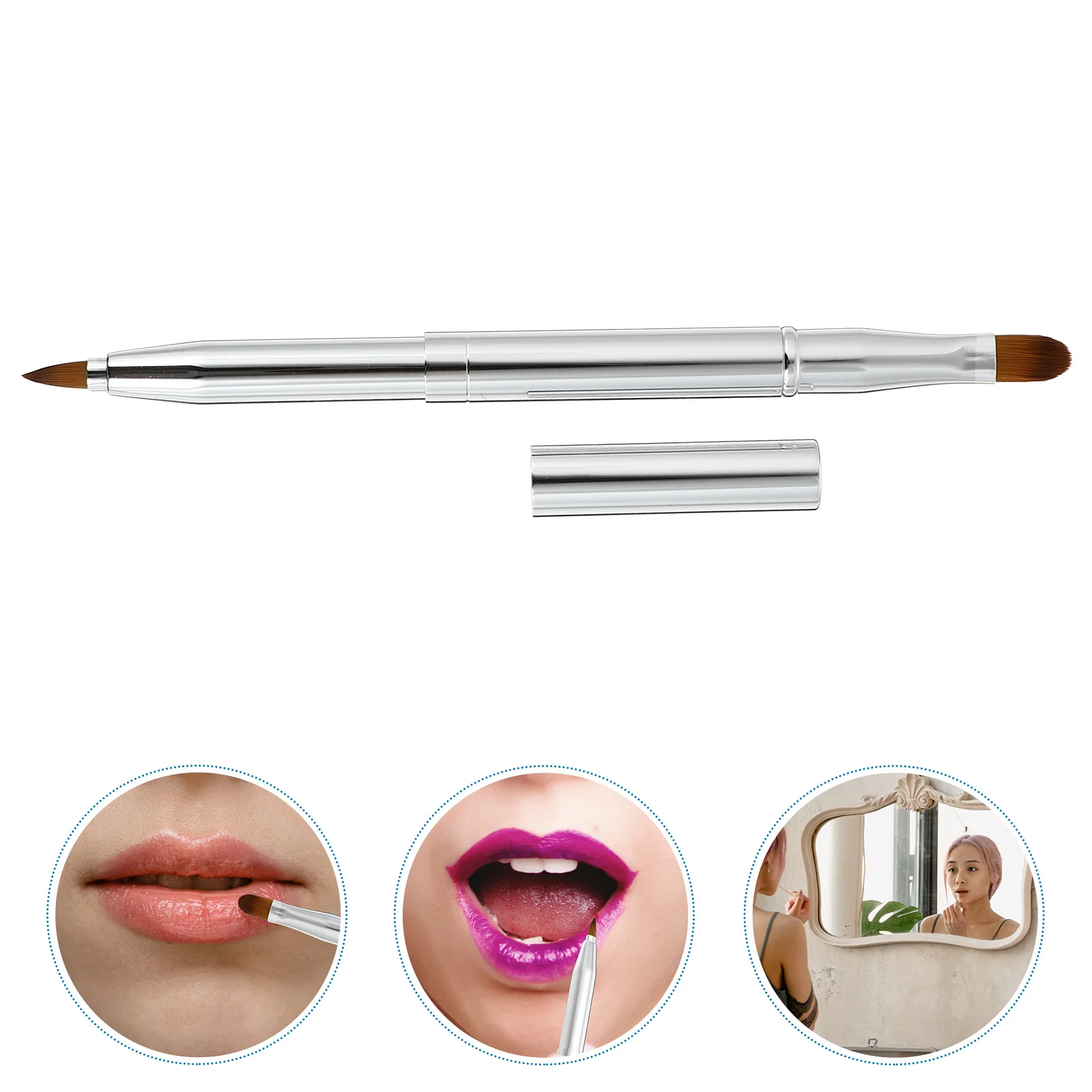 

Retractable Lip Brush Tool Compact Portable Metal Shell Lip Brush Makeup Brush Flexible Lipstick Lip Gloss Applicator