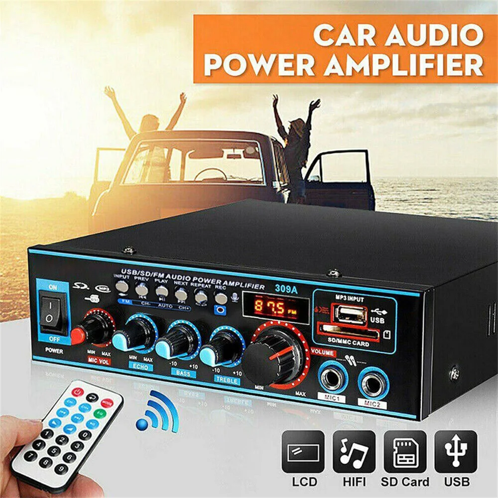 12V 220V 800W Bluetooth 5.0 Amplifier Speakers 2 Channel Car Audio Power AMP Bass HIFI Music Player MP3 AUX FM stereo radio SD
12V 220V 800W Bluetooth 5.0 Amplifier Speakers 2 Channel Car Audio Power AMP Bass HIFI Music Player MP3 AUX FM stereo radio SD