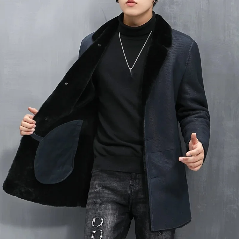 

2024 New Winter Jackets Natural Fur Coat Men Warm Real Jacket Male Midi Korean Wool s Man's Trench Abrigo Hombre