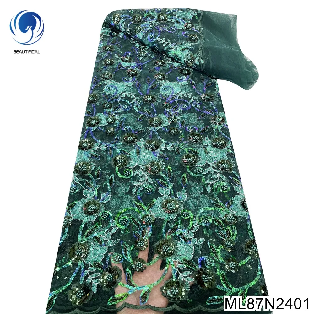 Sequins Decorate The Leaves and 3D Flower Applique with Hand Beaded Design Lace Fabric Luxury For Wedding Dress ML87N24
Sequins Decorate The Leaves and 3D Flower Applique with Hand Beaded Design Lace Fabric Luxury For Wedding Dress ML87N24