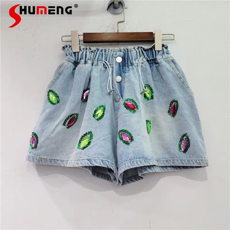European Station 2023 Summer New Heavy Industry Beads Diamond Short Jeans High Waist Slimming Wide-Leg Denim Shorts Pants
European Station 2023 Summer New Heavy Industry Beads Diamond Short Jeans High Waist Slimming Wide-Leg Denim Shorts Pants