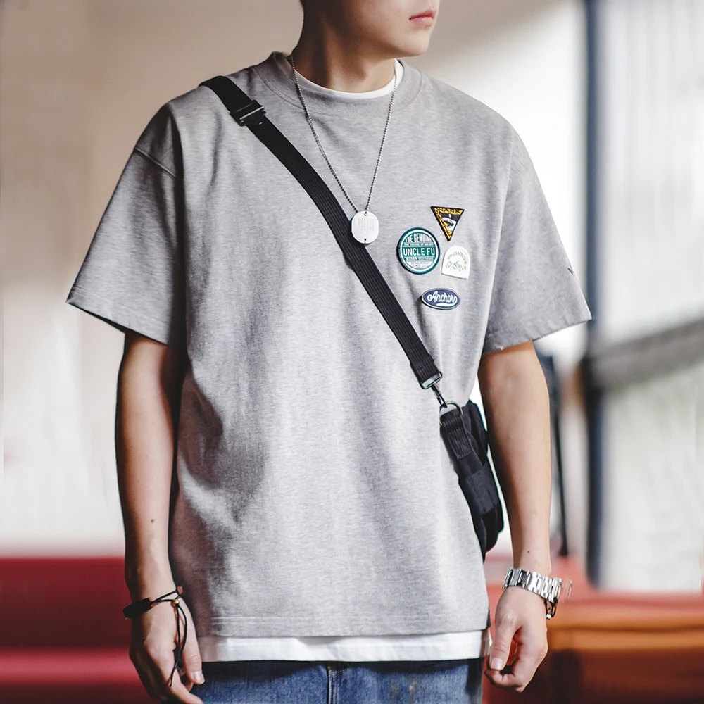 

Мужская футболка с коротким рукавом Maden, Повседневная футболка из чистого хлопка с круглым вырезом и вышивкой, лето 2024
