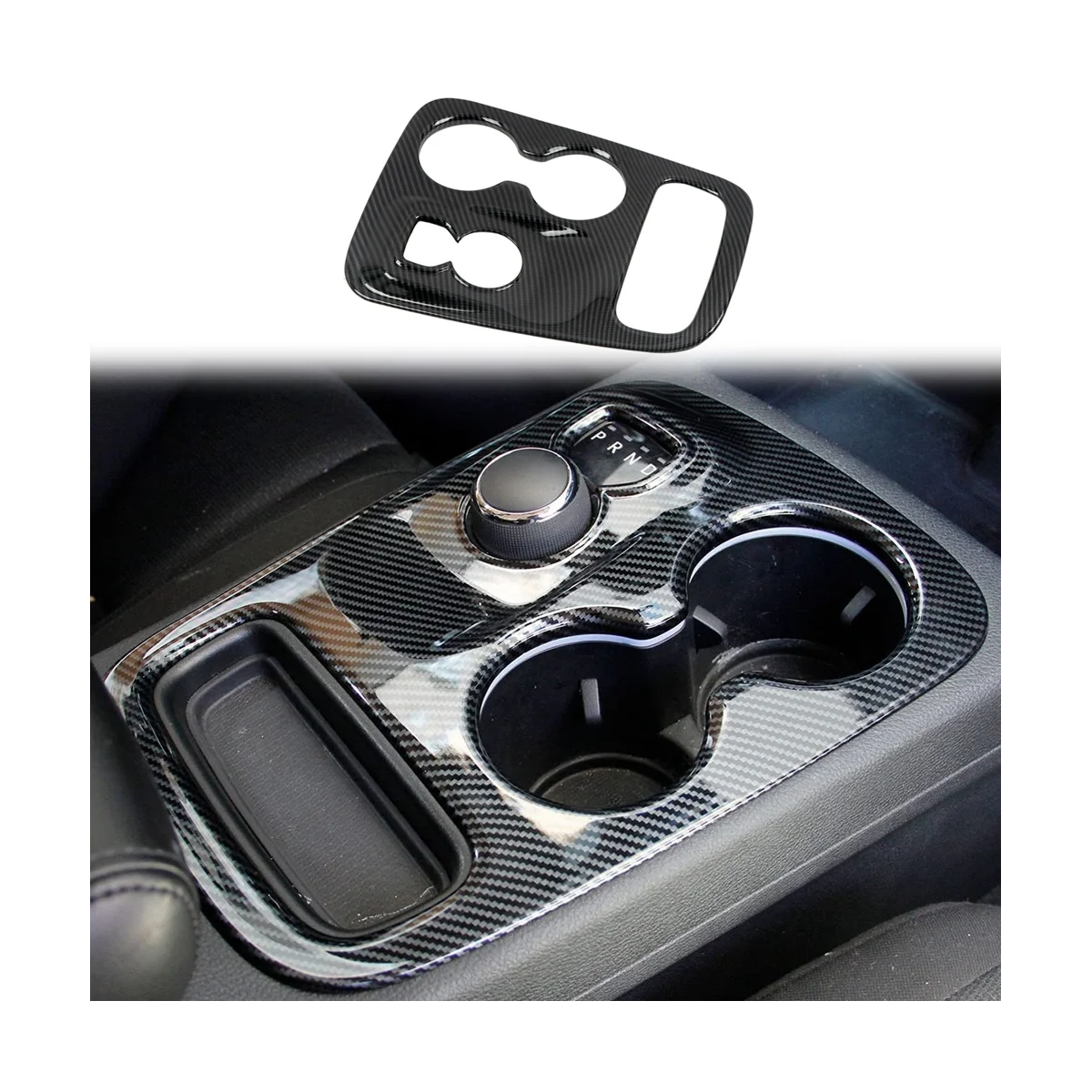 

Car Carbon Fiber Center Console Gear Shift Water Cup Holder Frame Cover Trim Stickers for Dodge Durango 2014-2017
