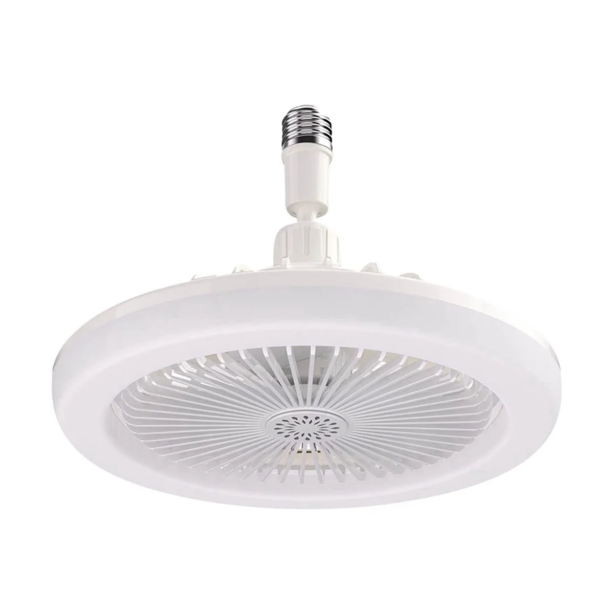 

E27 Ceiling Fan with Lights,Enclosed Low Fan Light,Hidden Electric Fan Gimbal Lamp Holder(White)