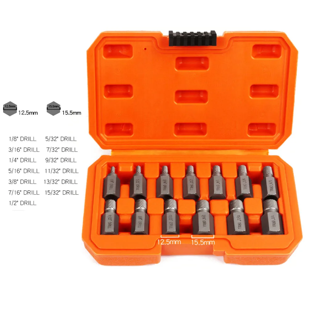 

13Pcs Screw Extractor Set Nut Bolt Remover Damaged Broken Bolt Screw Extractor Hex Head Extractor With Solid Storage Case