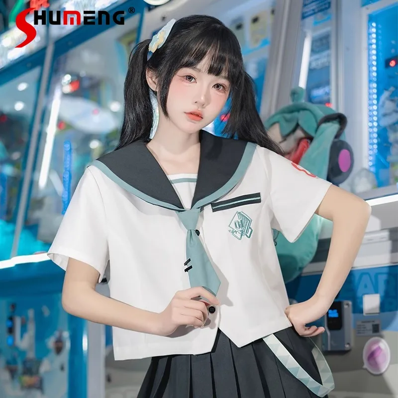 

2024 Spring New Women's Clothes Jk Uniform Japanese Lolita Short-Sleeve Sailor Suit Pleated Skirt Sets College Style Y2k Outfits