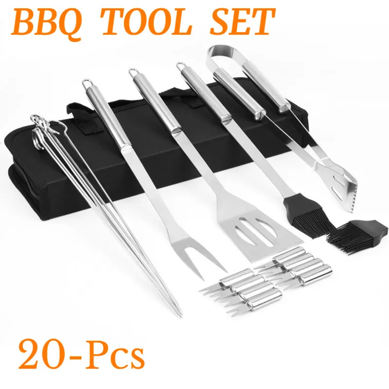 20PCS Stainless Steel Grill Tools Set,Heavy Duty Barbecue Spatula,Fork,Tongs,Skewers with Portable Bag,Deluxe Grill Utensils Set
20PCS Stainless Steel Grill Tools Set,Heavy Duty Barbecue Spatula,Fork,Tongs,Skewers with Portable Bag,Deluxe Grill Utensils Set