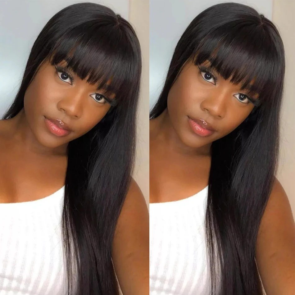 

3X1 Middle Part Lace Wig 100% Human Hair Straight Human Hair Wigs With Bangs Wear And Go Glueless Human Hair Wig Glueless Wig